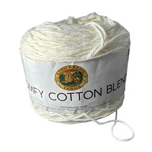 Lion Brand Comfy Cotton Blend Yarn Whipped Cream 200g 392yd Crochet Knit Soft